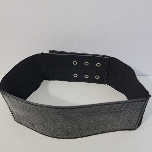 MNG Mango 43650397 99C 02 Black Elastic Wide Belt L 30.5" W 4" - Picture 10 of 10